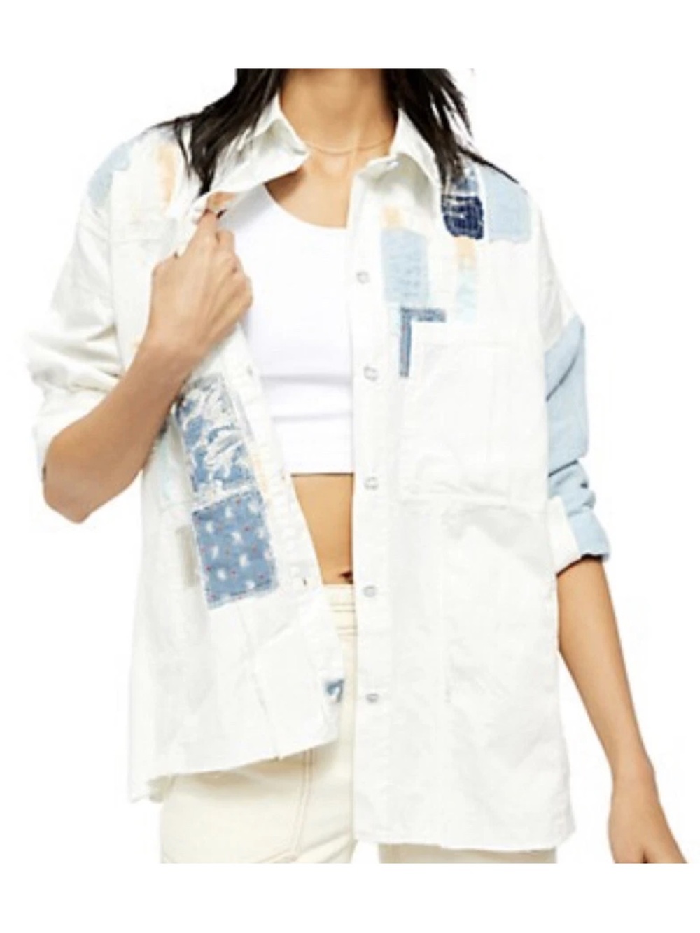 Free People Costa Bellana Patchwork Button up Shirt